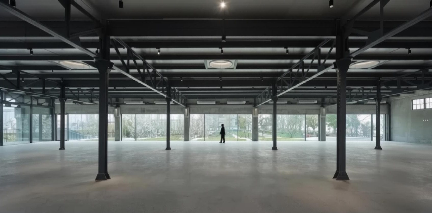 Open hall inside the warehouse
